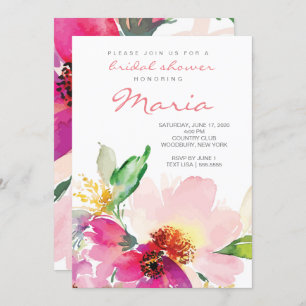 Invitation Fête de l'mariée florale couleur rose pâle