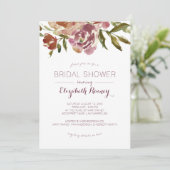 Invitation Fête de l'mariée florale de Burgundy Marsala Fall (Debout devant)