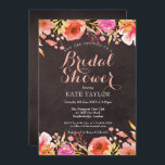 Invitation Fête de l'mariée florale de Chalkboard Watercolor<br><div class="desc">Avec de délicats roses aquarelles encadrant les détails de votre douche nuptiale sur un arrière - plan chic et dénudé de charme. Personnalisez avec vos informations spéciales de douches nuptiales en lettres blanches chic. Conçu par Thisnotme©</div>