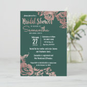 Invitation Fête de l'mariée florale d'or Rose Emerald Green (Debout devant)