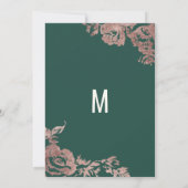 Invitation Fête de l'mariée florale d'or Rose Emerald Green (Dos)