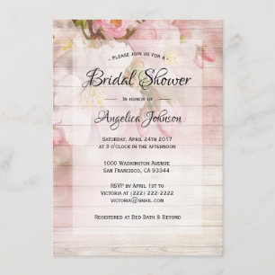 Invitation Fête de l'mariée florale en fleurs de cerisiers ru