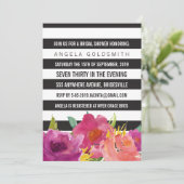 Invitation Fête de l'mariée Florale en noir et blanc (Debout devant)