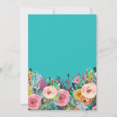 Invitation Fête de l'mariée Florale Fleurie Aqua Turquoise Tu (Dos)