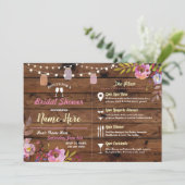 Invitation Fête de l'mariée Florale Jarres de bois Pink (Debout devant)