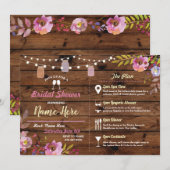 Invitation Fête de l'mariée Florale Jarres de bois Pink (Devant / Derrière)