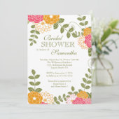 Invitation Fête de l'mariée florale moderne Zinnia & Mums (Debout devant)