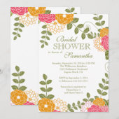 Invitation Fête de l'mariée florale moderne Zinnia & Mums (Devant / Derrière)