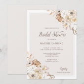 Invitation Fête de l'mariée florale neutre en aquarelle (Devant / Derrière)