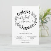 Invitation Fête de l'mariée Florale noire et blanche (Debout devant)