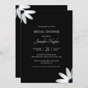 Invitation Fête de l'mariée florale noire et blanche
