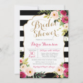 Invitation Fête de l'mariée florale rose brun chic (Devant)