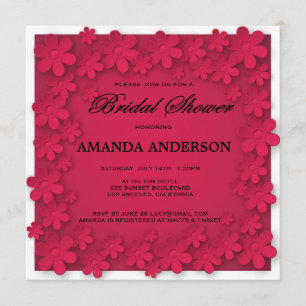 Invitation Fête de l'mariée florale rose-chaud unique