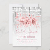 Invitation Fête de l'mariée florale Rose Gold Silver (Devant)