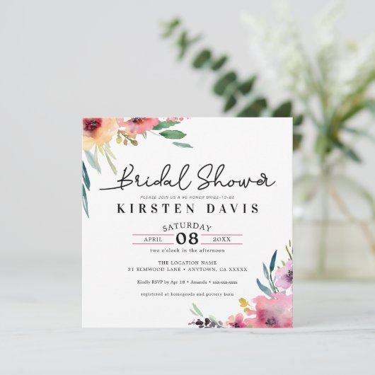 Invitation Fête de l'mariée florale Rustic Spring (Debout devant)