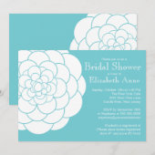 Invitation Fête de l'mariée florale turquoise moderne Dahlia (Devant / Derrière)