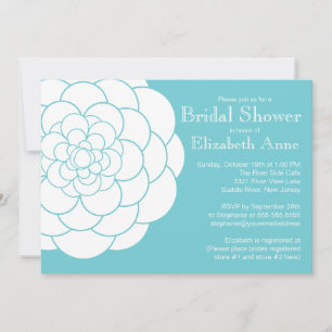 Invitation Fête de l'mariée florale turquoise moderne Dahlia