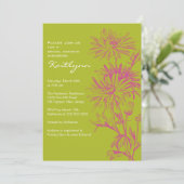 Invitation Fête de l'mariée florale verte et rose d'automne (Debout devant)