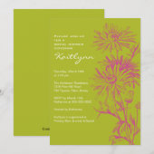 Invitation Fête de l'mariée florale verte et rose d'automne (Devant / Derrière)