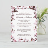 Invitation Fête de l'mariée frontalière des cerisiers en fleu (Debout devant)