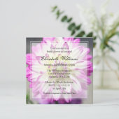 Invitation Fête de l'mariée Fuschia rose et blanc Dahlia (Debout devant)