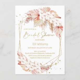 Invitation Fête de l'mariée géométrique Boho Pampas Invitati