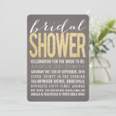 Invitation Fête de l'mariée Gold Parties scintillant Gray Par (Debout devant)