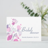 Invitation Fête de l'mariée graphique moderne pétales de fleu (Debout devant)