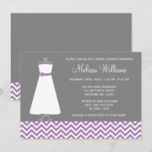 Invitation Fête de l'mariée gris mauve de Chevron moderne (Devant / Derrière)
