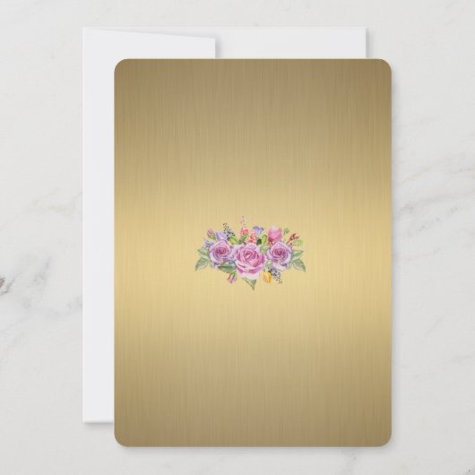 Invitation Fête de l'mariée Hommage, licorne, or métallique, (Dos)