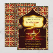 Invitation Fête de l'mariée honorant la mariée, nuit arabe (Devant / Derrière)