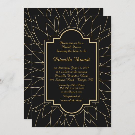 Invitation Fête de l'mariée honorifique, style Monet's Dahlia (Devant / Derrière)