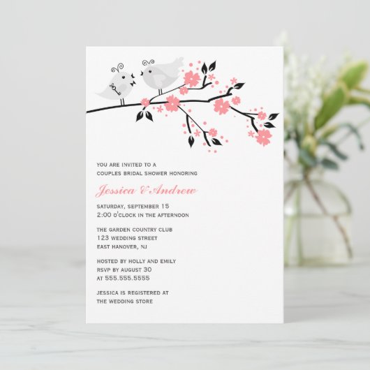 Invitation Fête de l'mariée Inséparable {rose} (Debout devant)