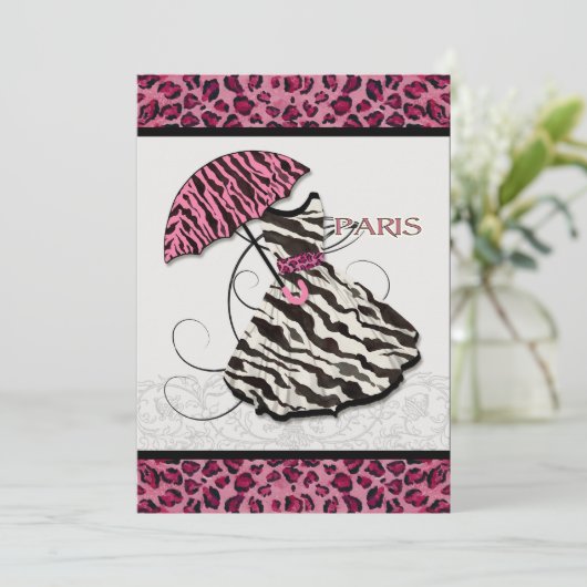 Invitation Fête de l'mariée Leopard, tenue rétro,  (Debout devant)