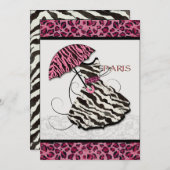 Invitation Fête de l'mariée Leopard, tenue rétro,  (Devant / Derrière)