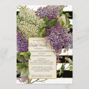 Invitation Fête de l'mariée Lilac Florale Vintage Grandes Str