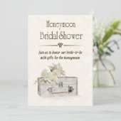 Invitation Fête de l'mariée lune de miel avec sac de voyage (Debout devant)