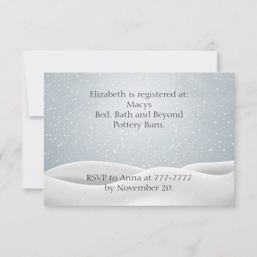 Invitation Fête de l'mariée Mariage de Noël (Dos)