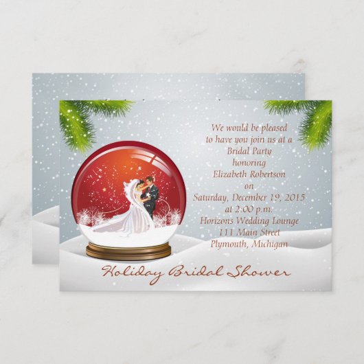 Invitation Fête de l'mariée Mariage de Noël (Devant / Derrière)