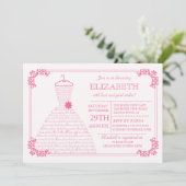 Invitation Fête de l'mariée Mariage rose pâle (Debout devant)