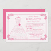 Invitation Fête de l'mariée Mariage rose pâle (Devant / Derrière)