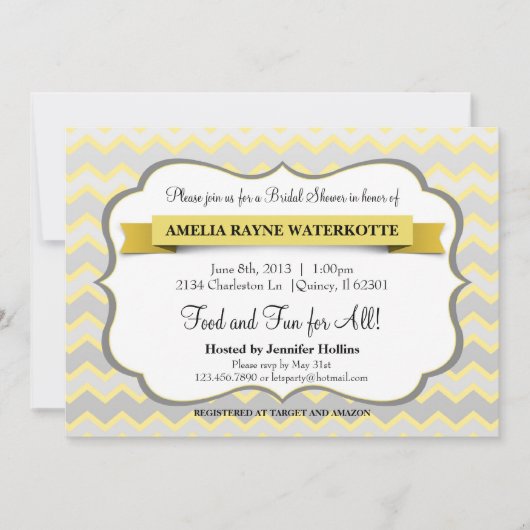 Invitation Fête de l'mariée moderne de Chevron (Devant)