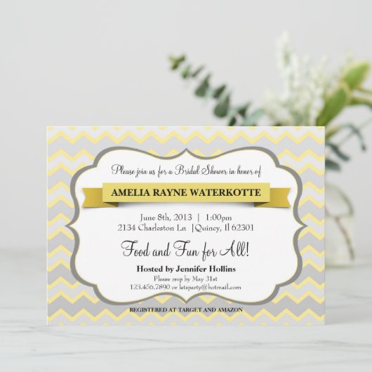 Invitation Fête de l'mariée moderne de Chevron (Debout devant)