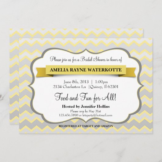 Invitation Fête de l'mariée moderne de Chevron (Devant / Derrière)