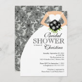 Invitation Fête de l'mariée moderne de mariée noire grise (Devant / Derrière)