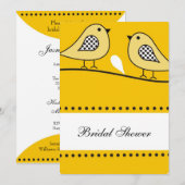 Invitation Fête de l'mariée moderne des Inséparables jaunes   (Devant / Derrière)