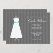 Invitation Fête de l'mariée moderne Gris et Turquoise Gris (Devant / Derrière)