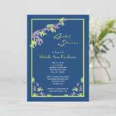 Invitation Fête de l'mariée moderne Lime Purple Blue Fleur de (Debout devant)