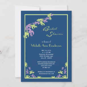 Invitation Fête de l'mariée moderne Lime Purple Blue Fleur de