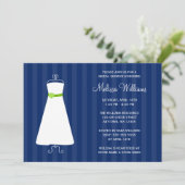 Invitation Fête de l'mariée moderne Navy Blue and Green Gown (Debout devant)